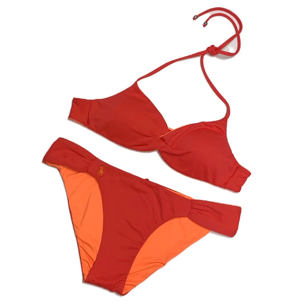POLO Ralph Lauren Orange and Red Reversible Bikini - Picture 5 of 16
